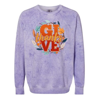 Thanksgiving Give Thanks Autumn Fall Wreath Colorblast Crewneck Sweatshirt