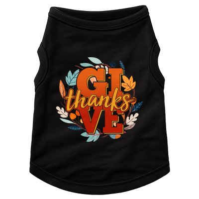 Thanksgiving Give Thanks Autumn Fall Wreath Doggie Tank