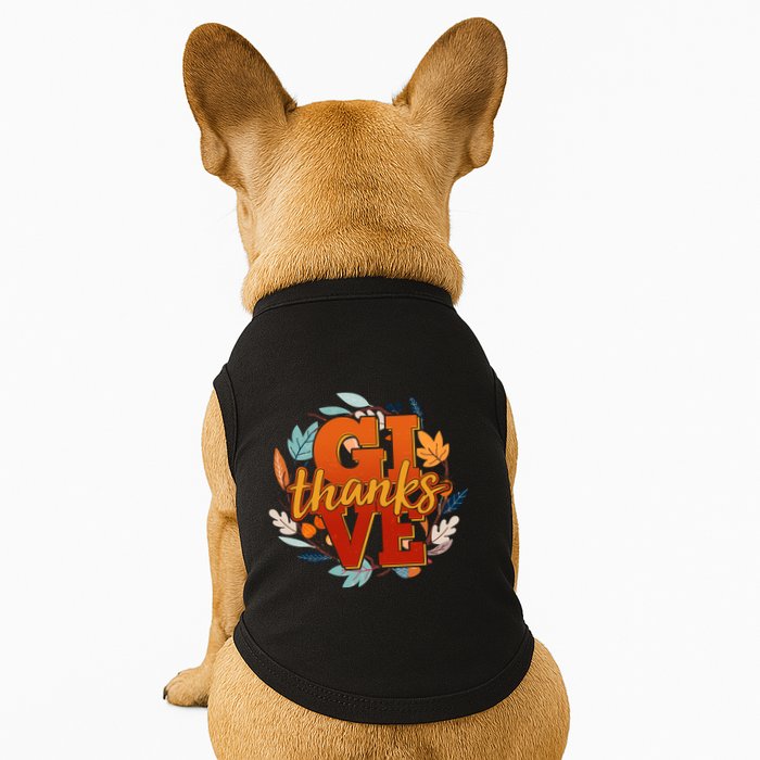 Thanksgiving Give Thanks Autumn Fall Wreath Doggie Tank