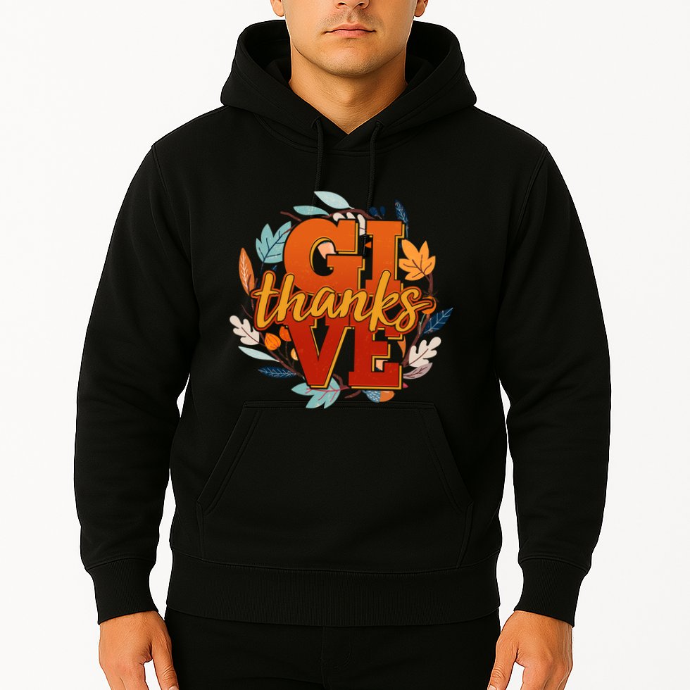 Thanksgiving Give Thanks Autumn Fall Wreath Hoodie