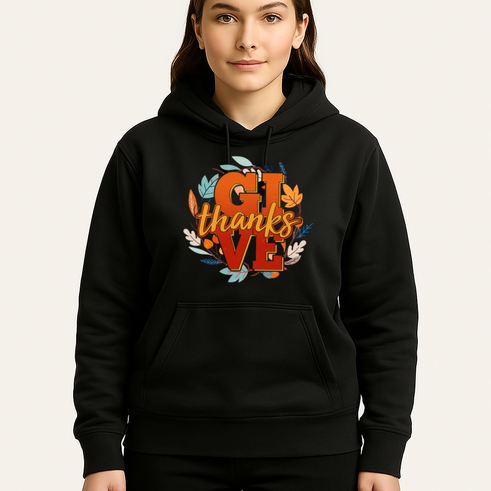 Thanksgiving Give Thanks Autumn Fall Wreath Hoodie