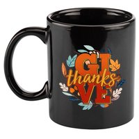 Thanksgiving Give Thanks Autumn Fall Wreath 11oz C Handle Ceramic Mug