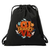Thanksgiving Give Thanks Autumn Fall Wreath Drawstring Bag