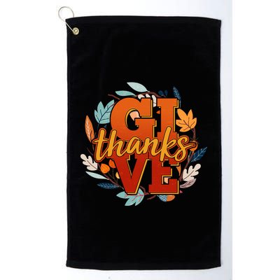 Thanksgiving Give Thanks Autumn Fall Wreath Golf Towel