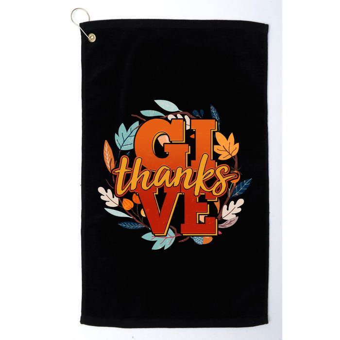 Thanksgiving Give Thanks Autumn Fall Wreath Golf Towel