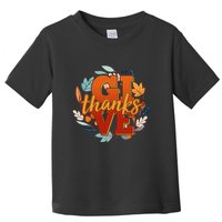 Thanksgiving Give Thanks Autumn Fall Wreath Toddler T-Shirt