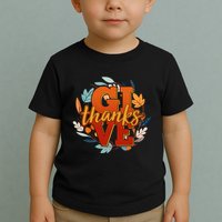 Thanksgiving Give Thanks Autumn Fall Wreath Toddler T-Shirt