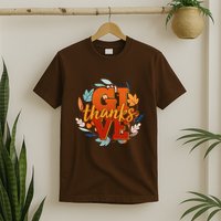 Thanksgiving Give Thanks Autumn Fall Wreath T-Shirt