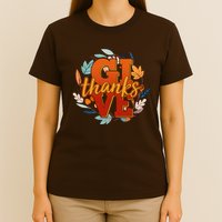 Thanksgiving Give Thanks Autumn Fall Wreath T-Shirt