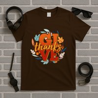 Thanksgiving Give Thanks Autumn Fall Wreath T-Shirt