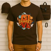 Thanksgiving Give Thanks Autumn Fall Wreath T-Shirt