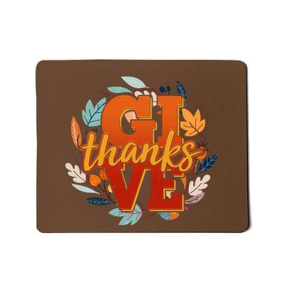 Thanksgiving Give Thanks Autumn Fall Wreath Mousepad
