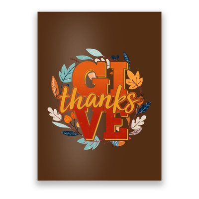 Thanksgiving Give Thanks Autumn Fall Wreath Poster