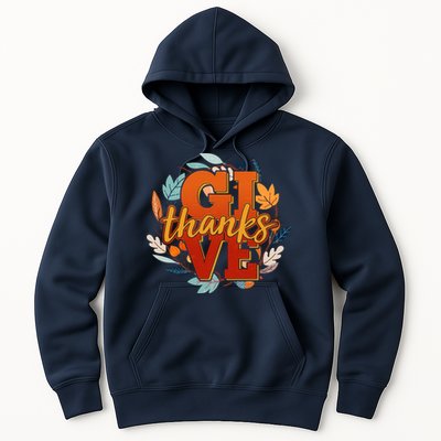 Thanksgiving Give Thanks Autumn Fall Wreath Hoodie