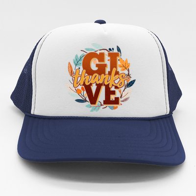 Thanksgiving Give Thanks Autumn Fall Wreath Trucker Hat