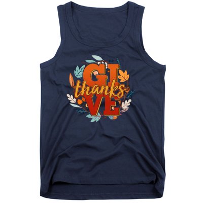 Thanksgiving Give Thanks Autumn Fall Wreath Tank Top