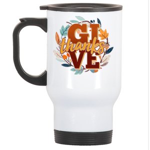 Thanksgiving Give Thanks Autumn Fall Wreath Stainless Steel Travel Mug