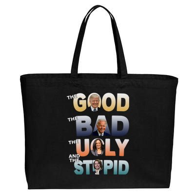 The Good Trump Bad Ugly And The Stupid, Bad Biden Cotton Canvas Jumbo Tote