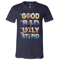 The Good Trump Bad Ugly And The Stupid, Bad Biden V-Neck T-Shirt