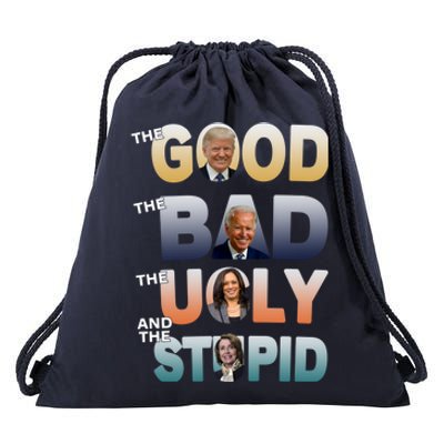 The Good Trump Bad Ugly And The Stupid, Bad Biden Drawstring Bag