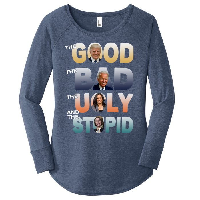 The Good Trump Bad Ugly And The Stupid, Bad Biden Women's Perfect Tri Tunic Long Sleeve Shirt