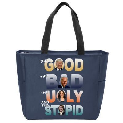 The Good Trump Bad Ugly And The Stupid, Bad Biden Zip Tote Bag