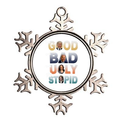 The Good Trump Bad Ugly And The Stupid, Bad Biden Metallic Star Ornament