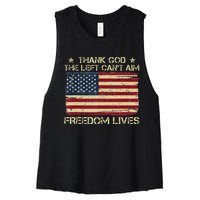 Thank God The Left CanT Aim Freedom Lives Usa American Flag Women's Racerback Cropped Tank