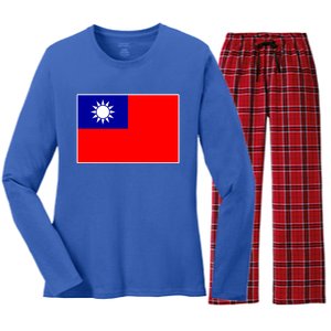 Taiwan Gift Taiwanese Tee Flag Souvenir Gift Women's Long Sleeve Flannel Pajama Set 