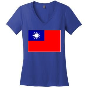 Taiwan Gift Taiwanese Tee Flag Souvenir Gift Women's V-Neck T-Shirt