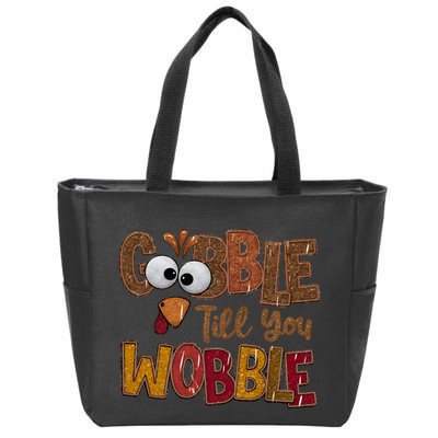 Thanskgiving Gobble Till You Wobble Turkey Face Zip Tote Bag
