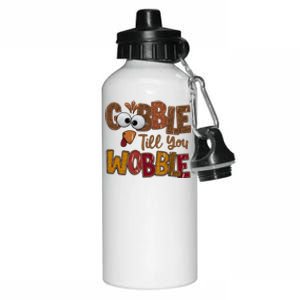 Thanskgiving Gobble Till You Wobble Turkey Face Aluminum Water Bottle