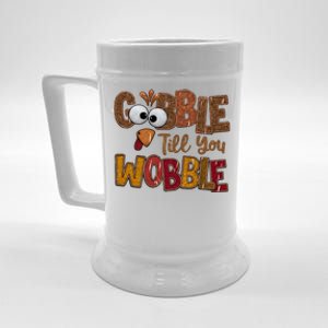 Thanskgiving Gobble Till You Wobble Turkey Face Beer Stein