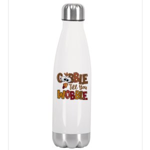 Thanskgiving Gobble Till You Wobble Turkey Face Stainless Steel Insulated Water Bottle