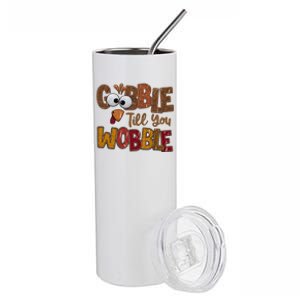 Thanskgiving Gobble Till You Wobble Turkey Face Stainless Steel Tumbler