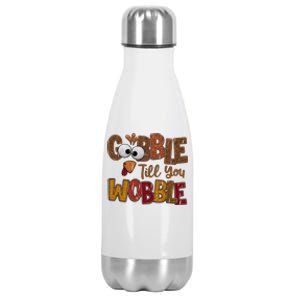 Thanskgiving Gobble Till You Wobble Turkey Face Stainless Steel Insulated Water Bottle