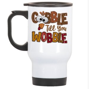 Thanskgiving Gobble Till You Wobble Turkey Face Stainless Steel Travel Mug