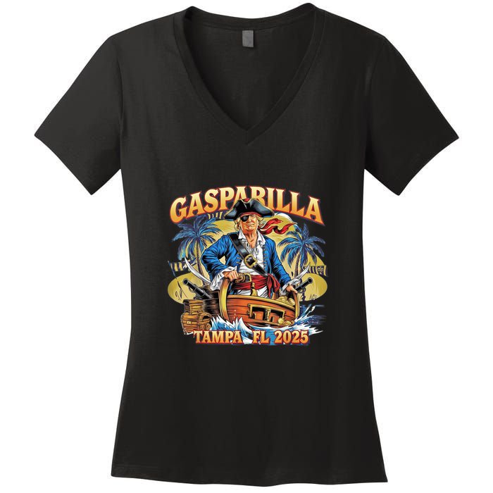 Trump Gasparilla Tampa Fl 2025 Pirate Festival Women's V-Neck T-Shirt