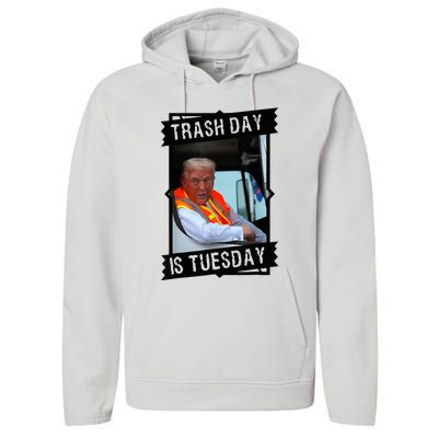 Trump Garbage Truck Trash Day Is Tuesday Performance Fleece Hoodie