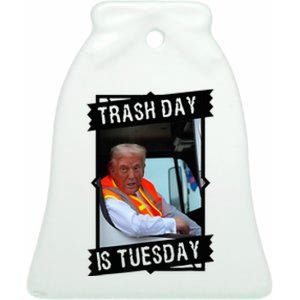 Trump Garbage Truck Trash Day Is Tuesday Ceramic Bell Ornament