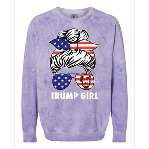 Trump Girl USA American Flag Sunglasses Bandana Colorblast Crewneck Sweatshirt