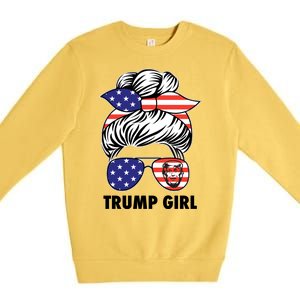 Trump Girl USA American Flag Sunglasses Bandana Premium Crewneck Sweatshirt