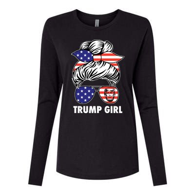 Trump Girl USA American Flag Sunglasses Bandana Womens Cotton Relaxed Long Sleeve T-Shirt