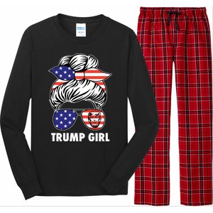 Trump Girl USA American Flag Sunglasses Bandana Long Sleeve Pajama Set