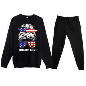 Trump Girl USA American Flag Sunglasses Bandana Premium Crewneck Sweatsuit Set