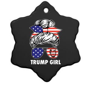 Trump Girl USA American Flag Sunglasses Bandana Ceramic Star Ornament