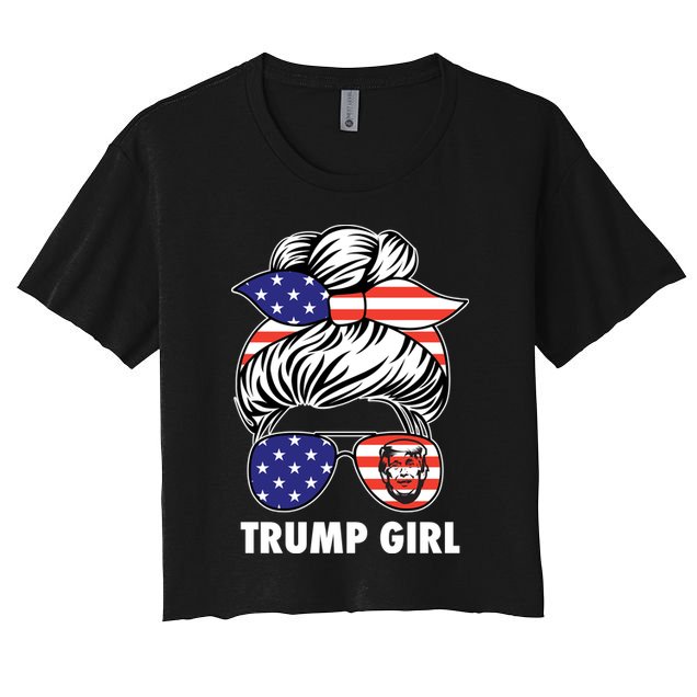 Trump Girl USA American Flag Sunglasses Bandana Crop Top