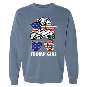 Trump Girl USA American Flag Sunglasses Bandana Garment-Dyed Sweatshirt