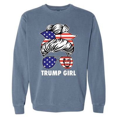 Trump Girl USA American Flag Sunglasses Bandana Garment-Dyed Sweatshirt