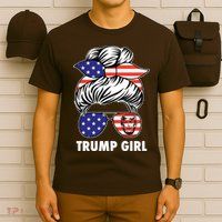 Trump Girl USA American Flag Sunglasses Bandana T-Shirt